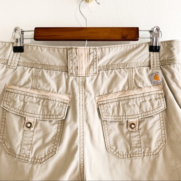 Carhartt Women’s Relaxed Fit Khaki Rolled Hiking Outdoor Shorts Sz 8 - Picture 8 of 12